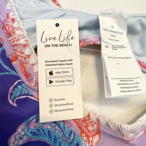 CUPSHE Serenity of Blue Bikini Bralette Size S & Colorblock Bottoms Size M Set - Picture 7 of 14